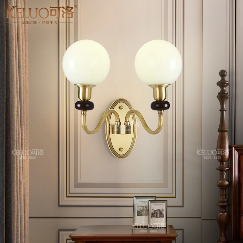 新品美式壁灯全铜客厅灯具欧式家用卧室灯现代简约大气复古灯具