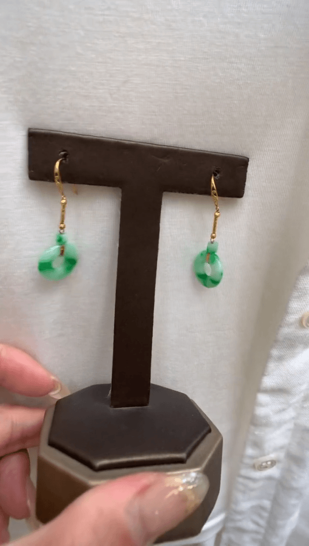 【闪购商品】翡翠耳饰18K金镶嵌耳钩