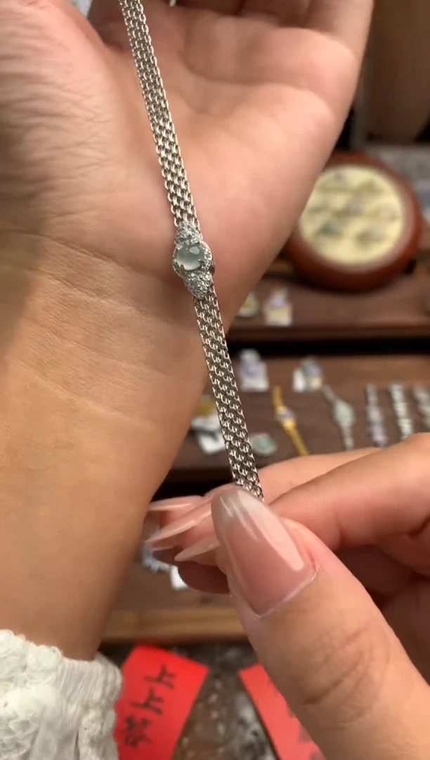 【闪购商品】翡翠手链银S925镶嵌手链