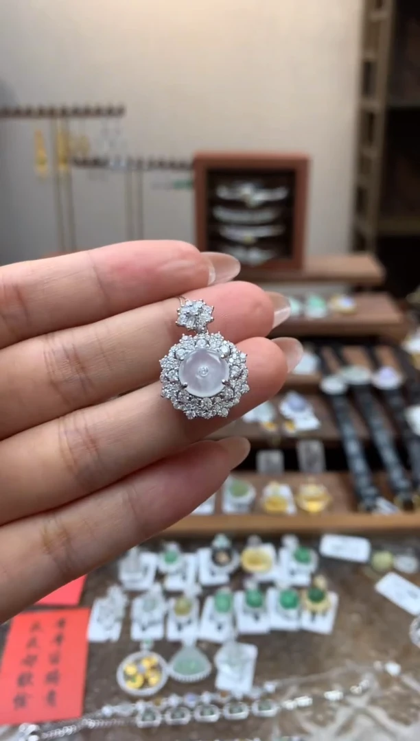 【闪购商品】翡翠吊坠(不含链)银S925镶嵌平安扣吊坠