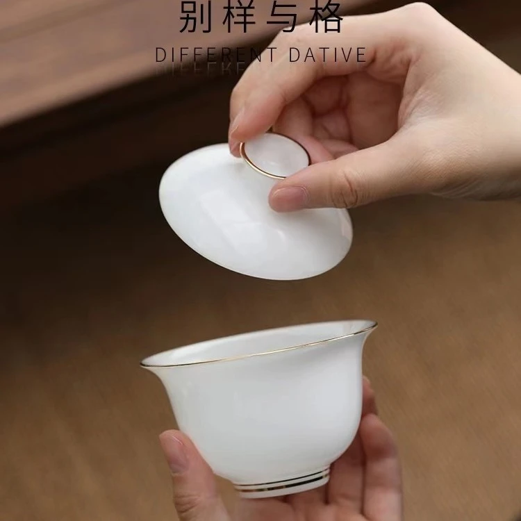 静萱老师直播间茶友福利-羊脂玉盖碗