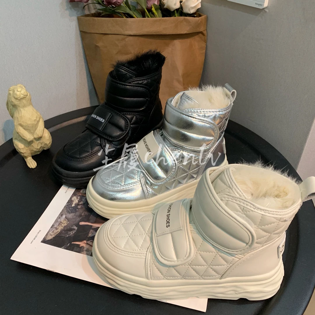 【尘履】2024爆款时尚百搭防水厚底加绒加厚保暖冬季女靴