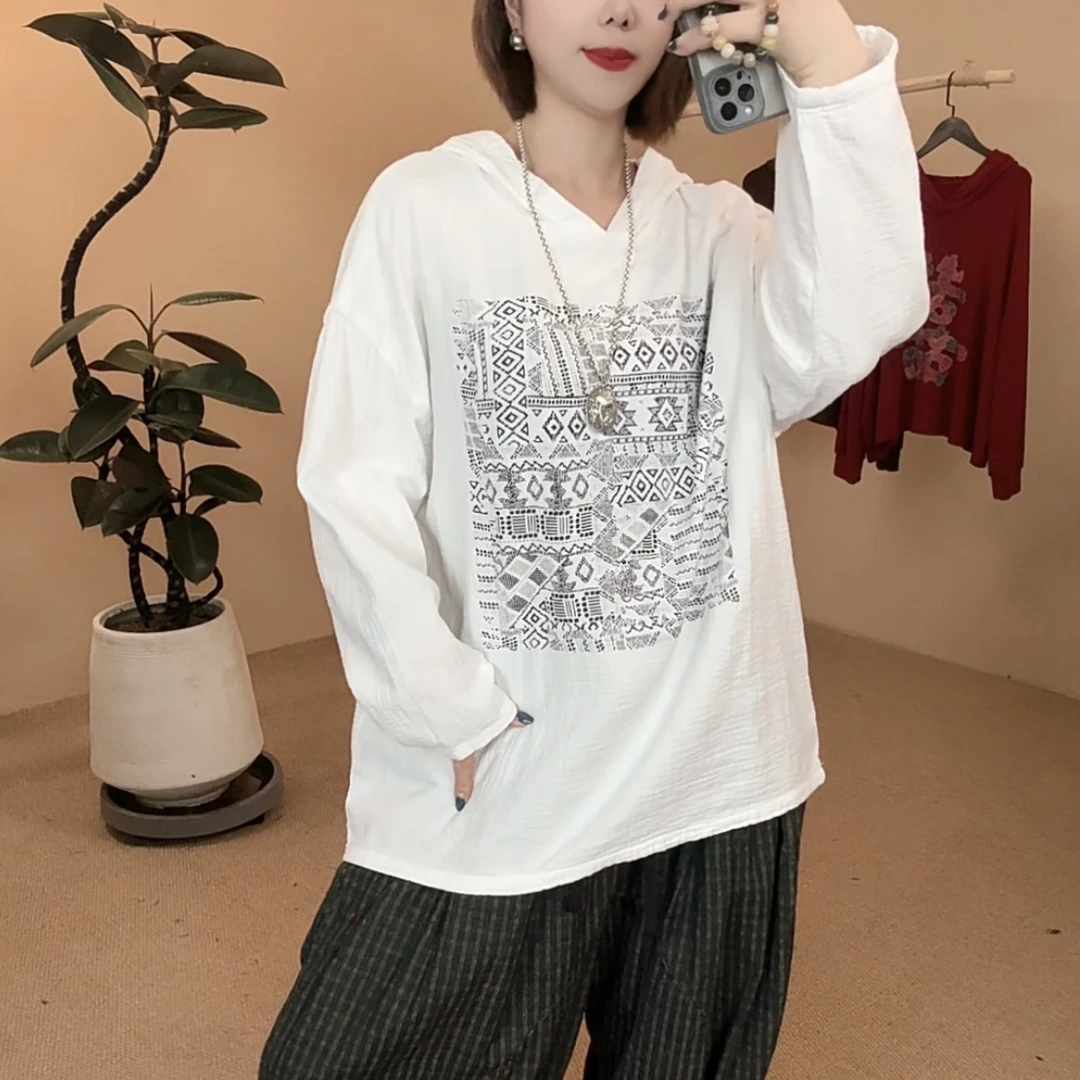 秋季新款连帽印花衬衣