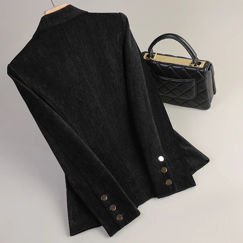 黑色毛呢西装外套女秋冬2025新款高级感气质小个子加厚小西服上衣
