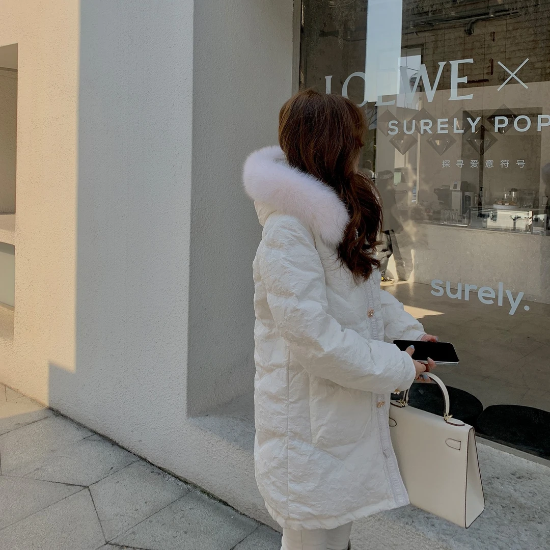 徐琳mini大毛领连帽女宽松长袖保暖短外套 X200788