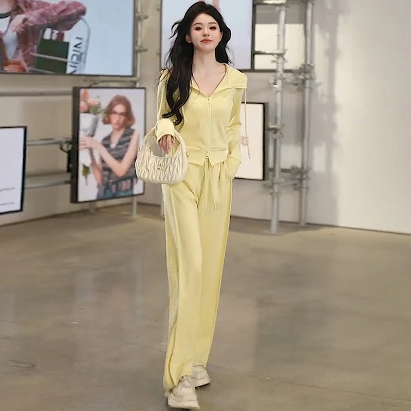 网红炸街休闲运动套装女2024年秋季新款洋气减龄外套阔腿裤两件套