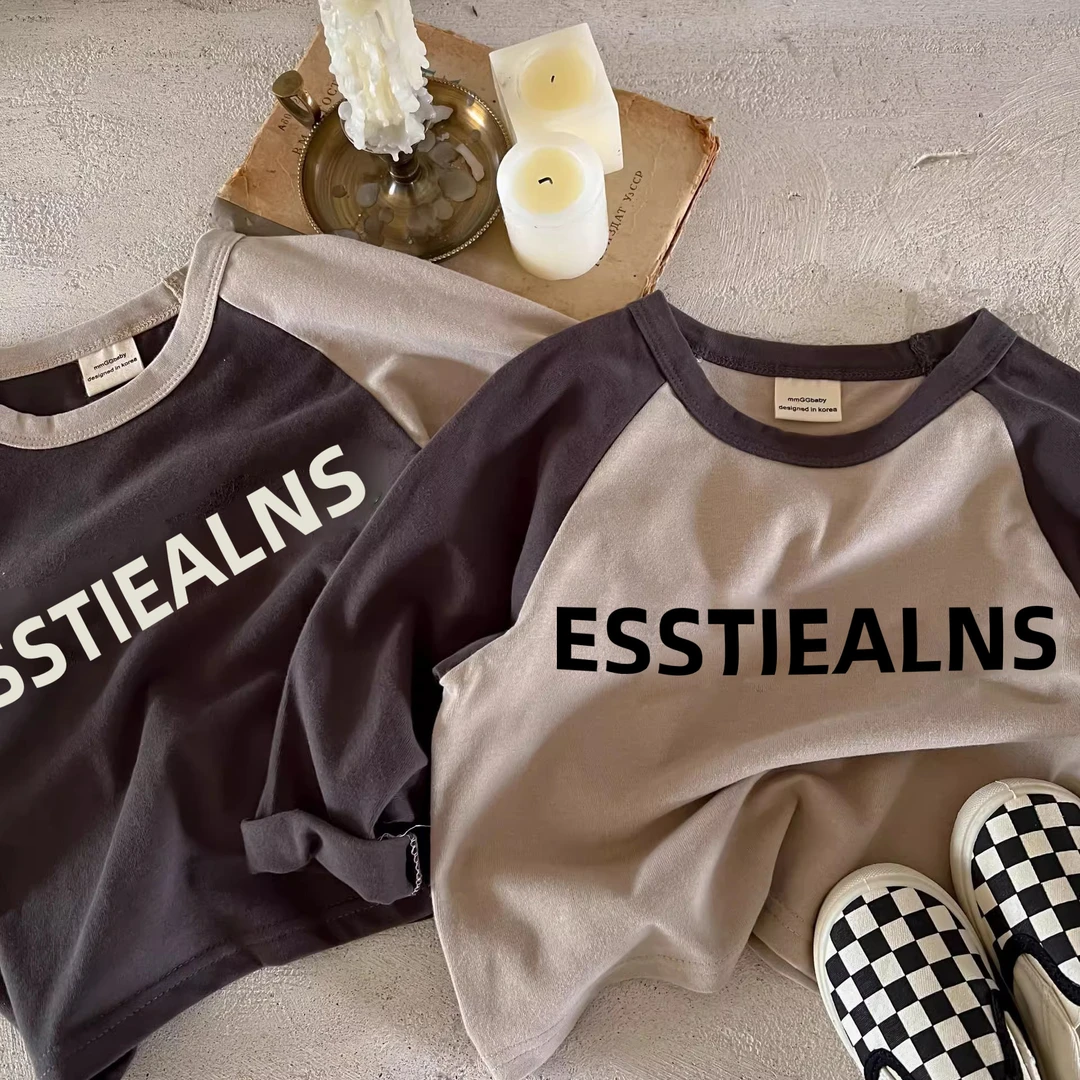 【清仓福利】秋季纯棉T恤长袖插肩拼色上衣男童女童打底衣中大童