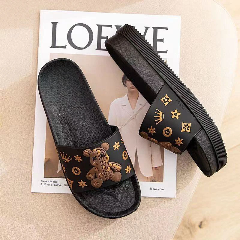 厚底防滑欧美风时尚居家一字拖凉拖鞋浴室情侣百搭网红软底夏季