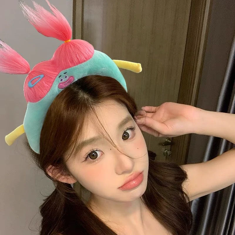 小怪兽丑娃娃发箍女可爱辫子毛绒头箍卡通洗脸搞怪头饰发捆发卡