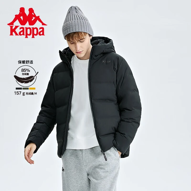 Kappa卡帕羽绒服冬季男款连帽羽绒服短款面包保暖防寒服K0C72YY04