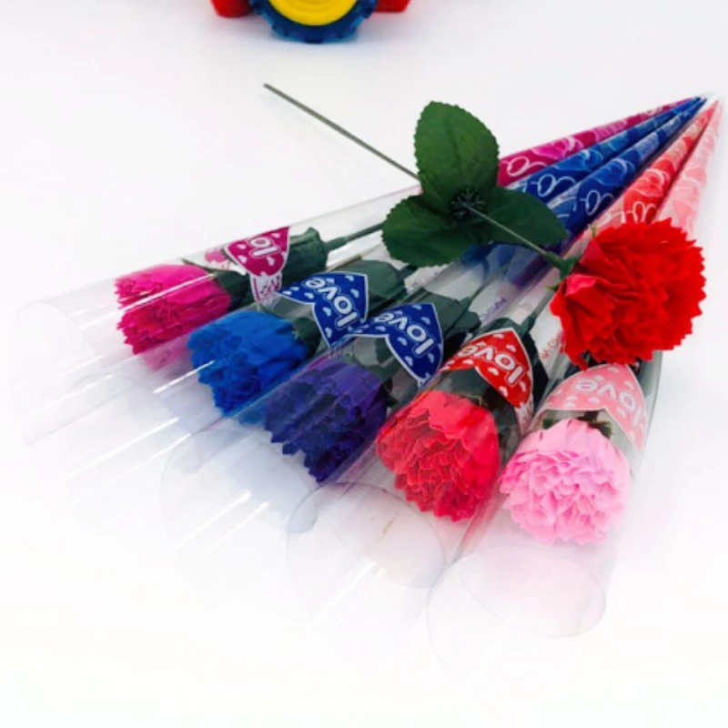 康乃馨花束单支香皂玫瑰花母亲节活动小礼品情人节图案紫色小礼物