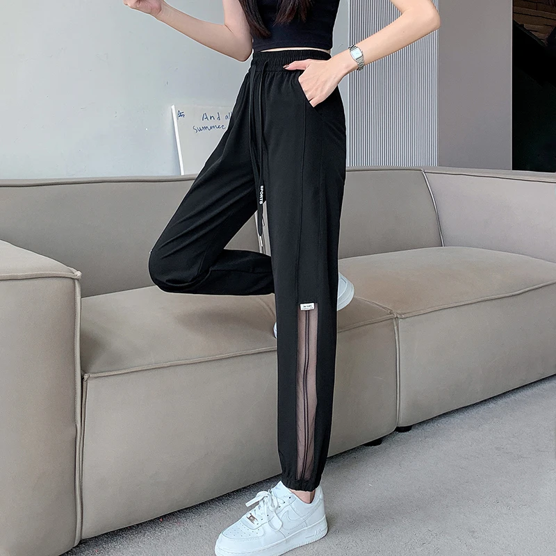 冰丝裤子女夏季薄款宽松束脚速干裤透气运动九分裤2025新款爆款