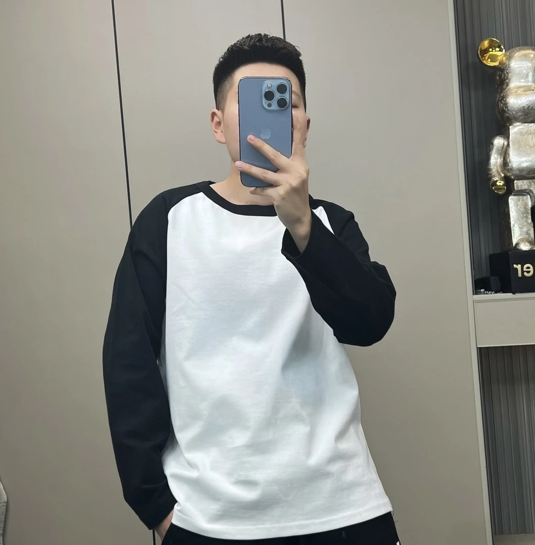 1818小迪自制款春款重磅260克拼色插肩袖T