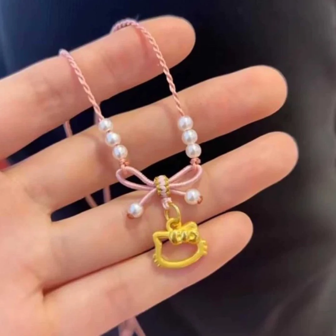 足金999黄金hellokitty镂空凯蒂猫项链爱心吊坠送女朋友生日礼物
