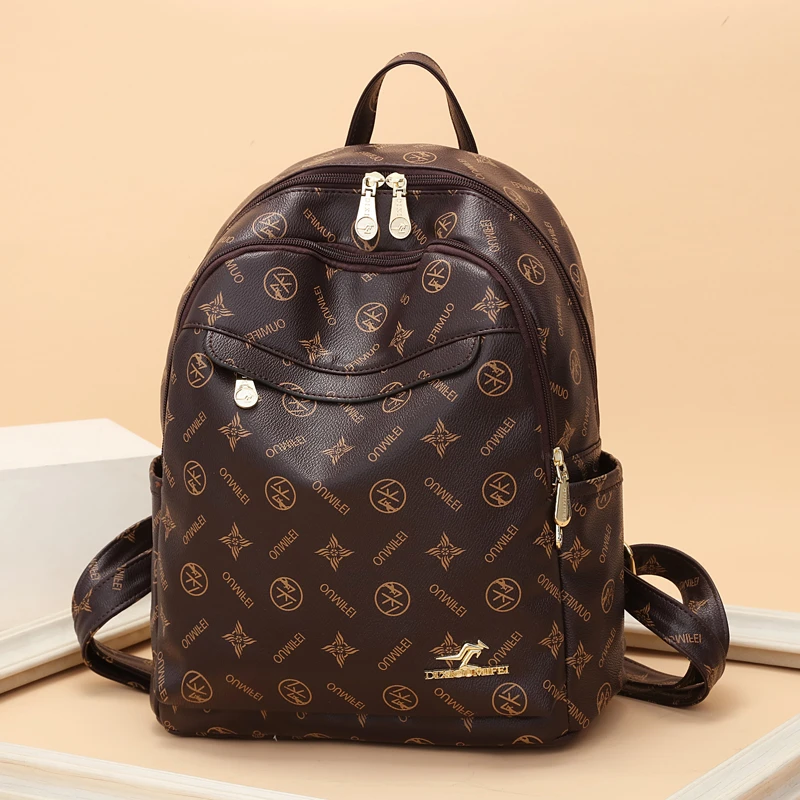 []2024新款百搭印花双肩包女女士通勤双肩背包休闲旅行双肩包时尚