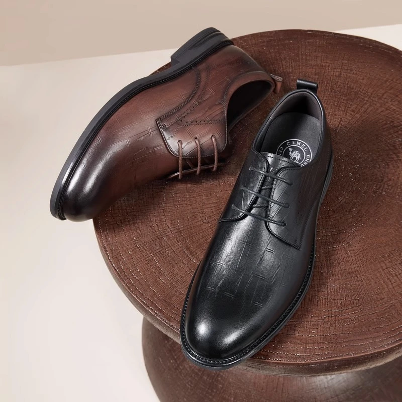 CAMEL/骆驼男鞋春新款英伦复古真皮正装商务皮鞋男士G13A545058
