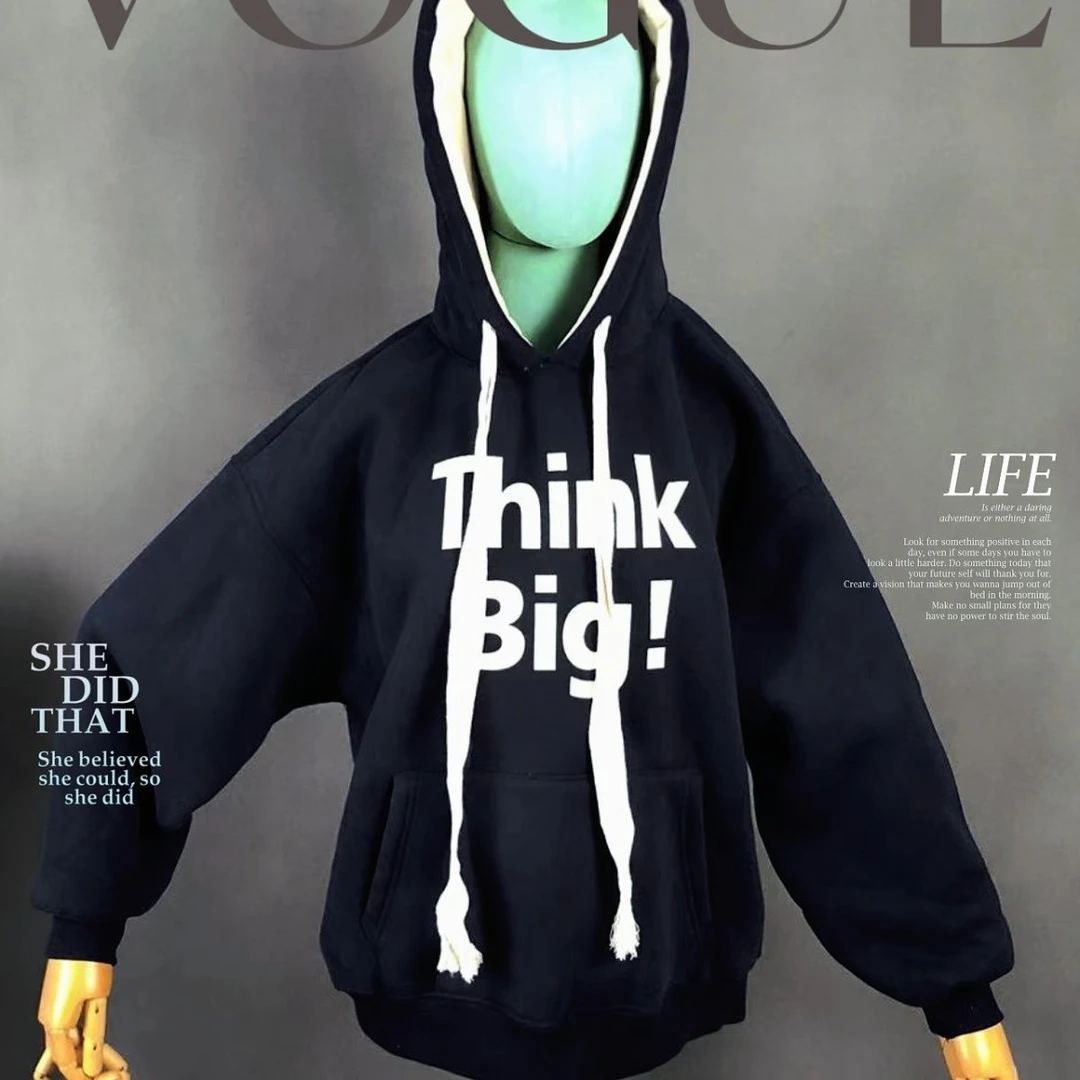 学生加绒加厚新款外套秋冬季宽松美式慵懒ins连帽卫衣女潮