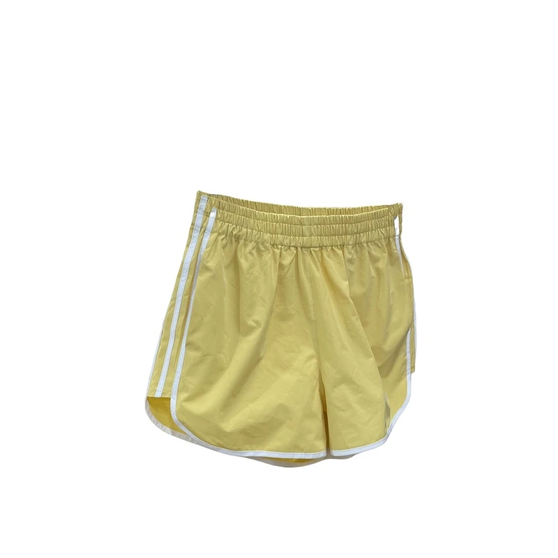 设计师黄色短裤休闲裤运动时尚百搭夏季阔腿宽松舒适女款速干短裤
