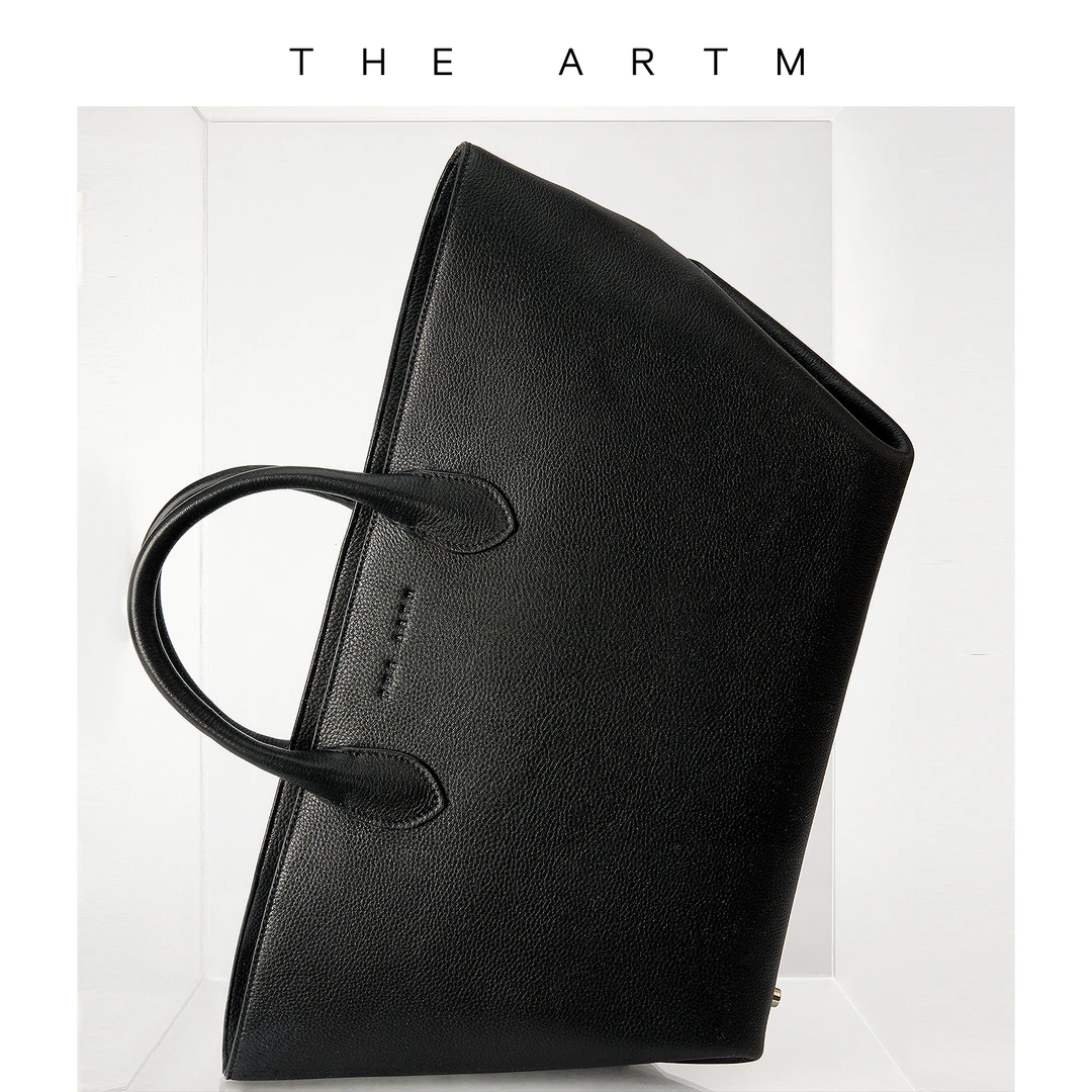 THE ARTM 荔枝纹哑光头层牛皮 定制凹印真皮手提托特包女包大容量