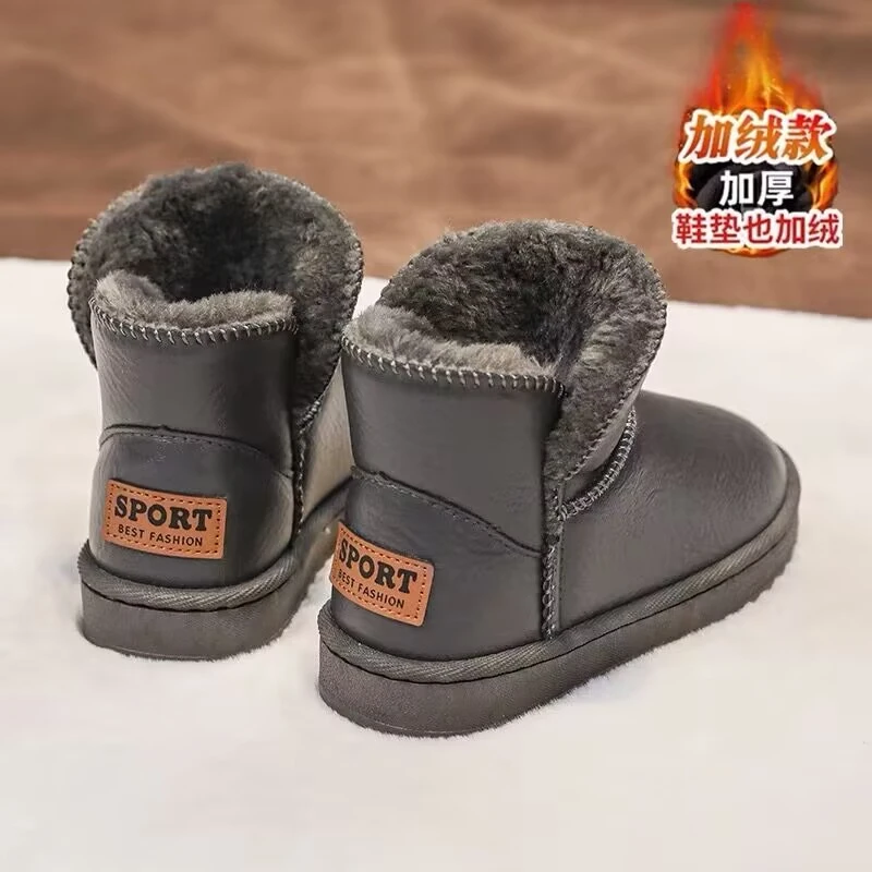 男童雪地靴冬季新款儿童棉靴加绒保暖皮毛一体中大童防水加厚棉鞋