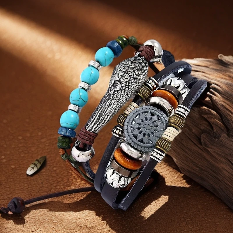 合金皮质手链 爆款时尚眼睛男士手链手工复古手串饰品恶魔之眼