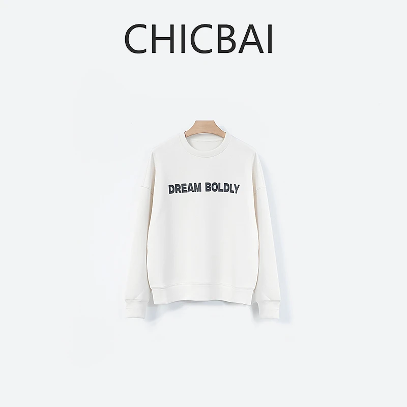 CHIC白 新款极简风字母慵懒卫衣