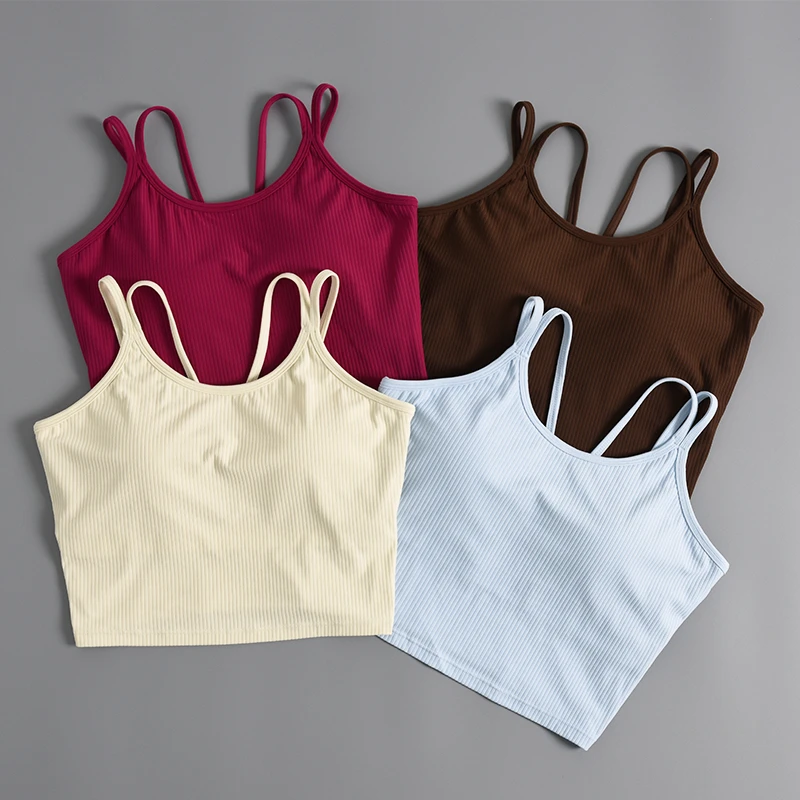 一体式运动内衣细带防震聚拢跑步外穿瑜伽背心普拉提健身文胸