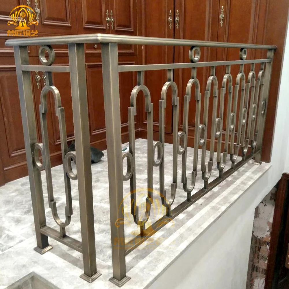 梵匠铜艺楼梯扶手定制新中式别墅栏杆铜扶手立柱工厂直销真铜护栏