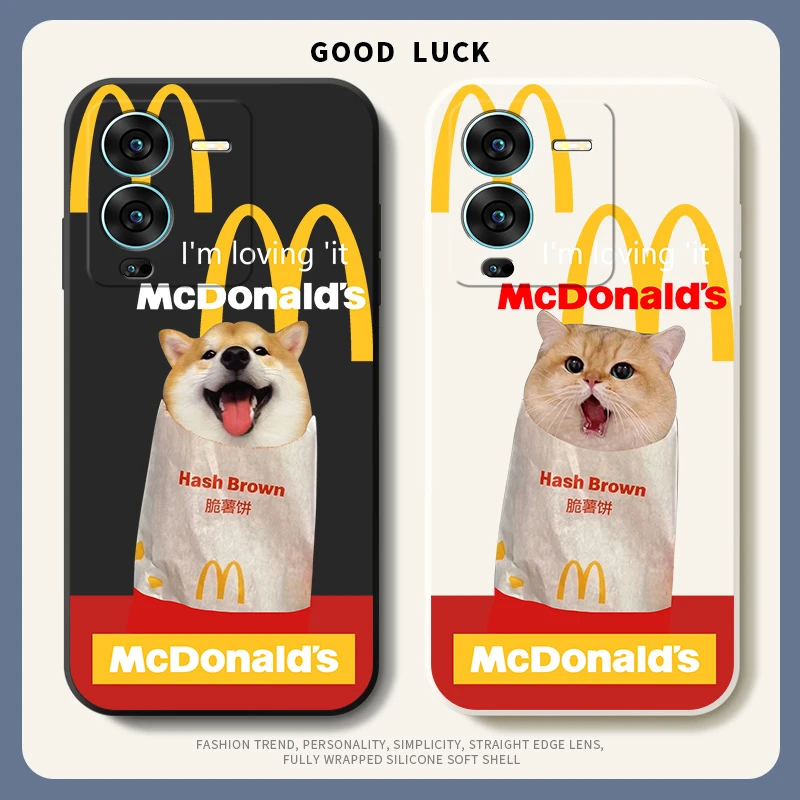 脆薯狗麦当劳适用vivo15手机壳s15pro情侣液态硅胶s15e全包防摔薄