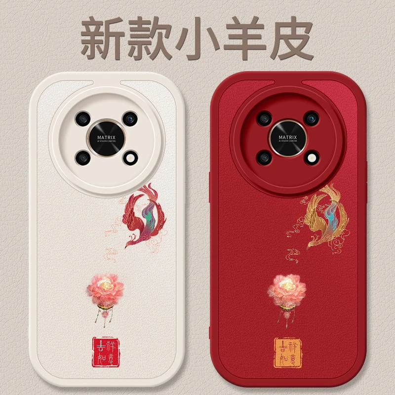 凤凰于飞适用华为荣耀x30手机壳新款荣耀x30i国风小羊皮全包男女