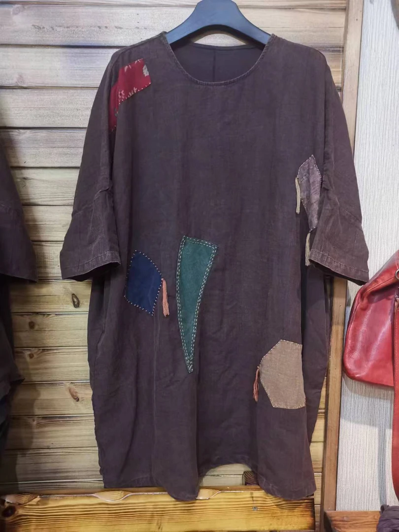 大码女装亚麻短袖   衣长二尺九寸五胸围五尺二