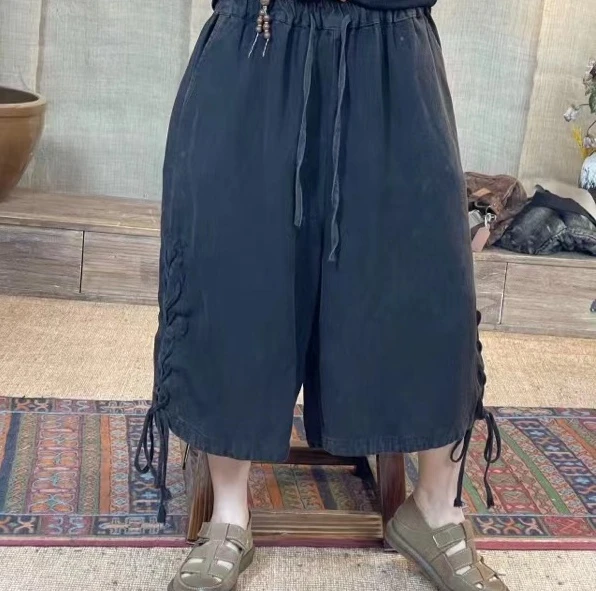 大码女装亚麻八分裤  裤长二尺腰围三尺八