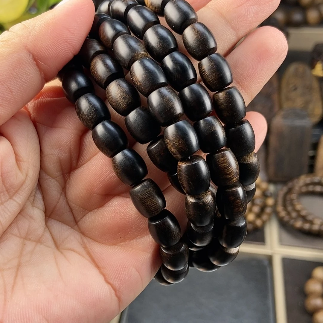 沉香手串超****.越南芽庄留疤玉化白棋楠