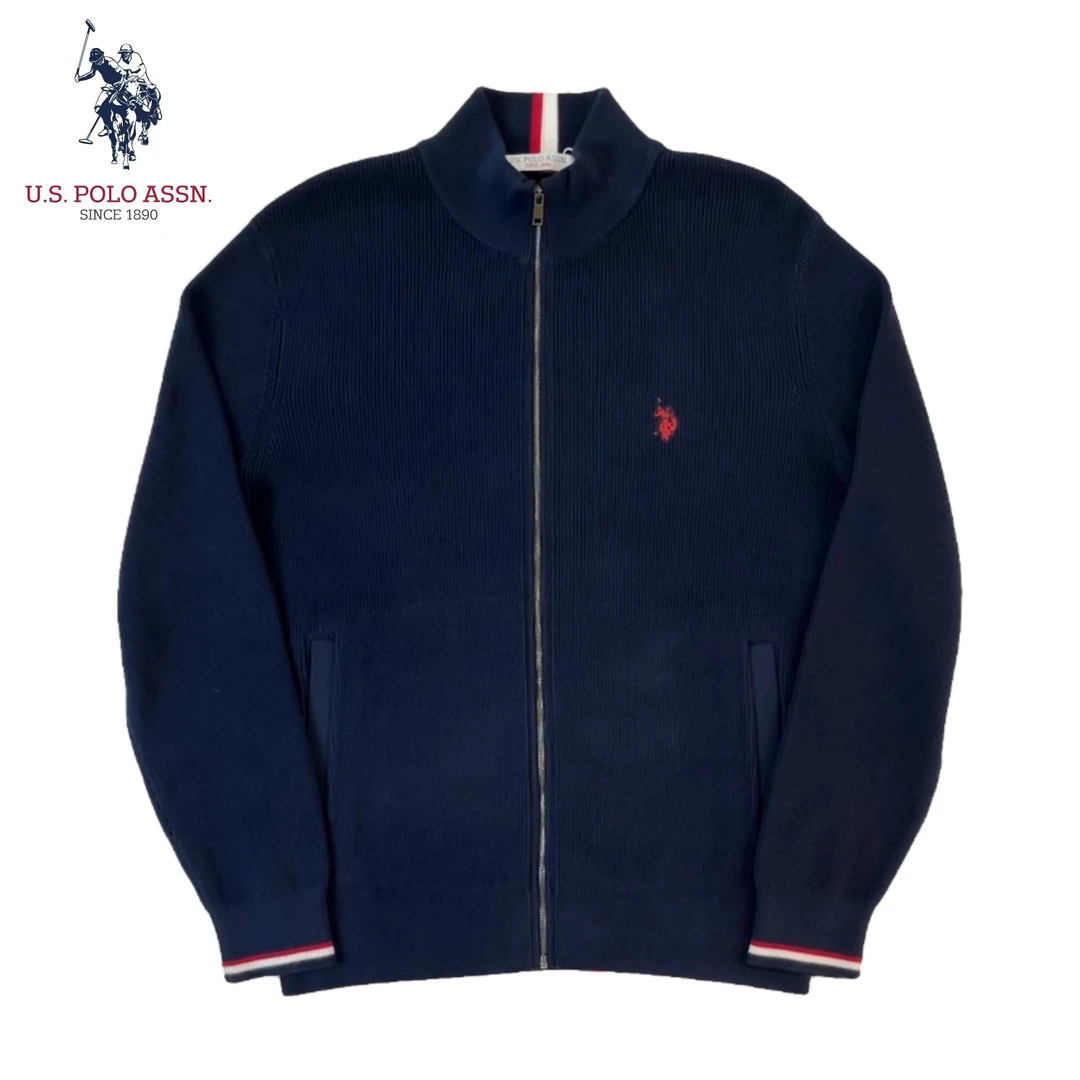 U.S. POLO ASSN.春秋冬男时尚休闲运动长袖纯棉保暖针织拉链毛衫