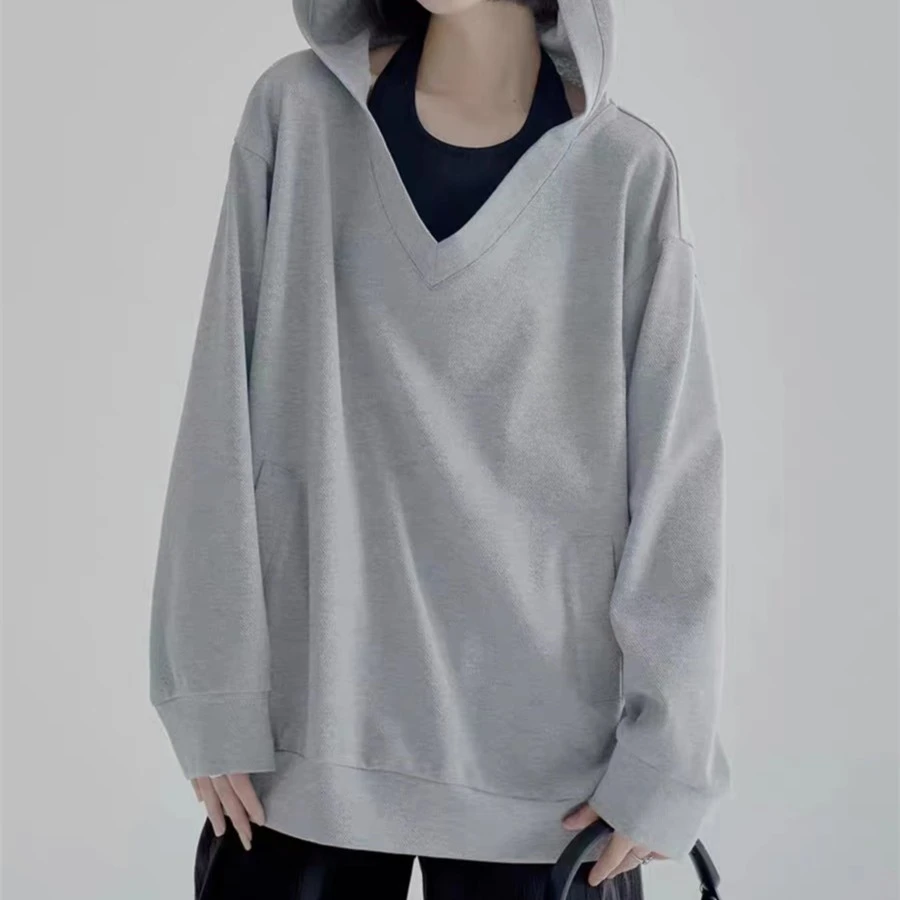 1225卫兰纸样早秋大V领连帽落肩卫衣上衣裁剪缝纫做衣服图样版