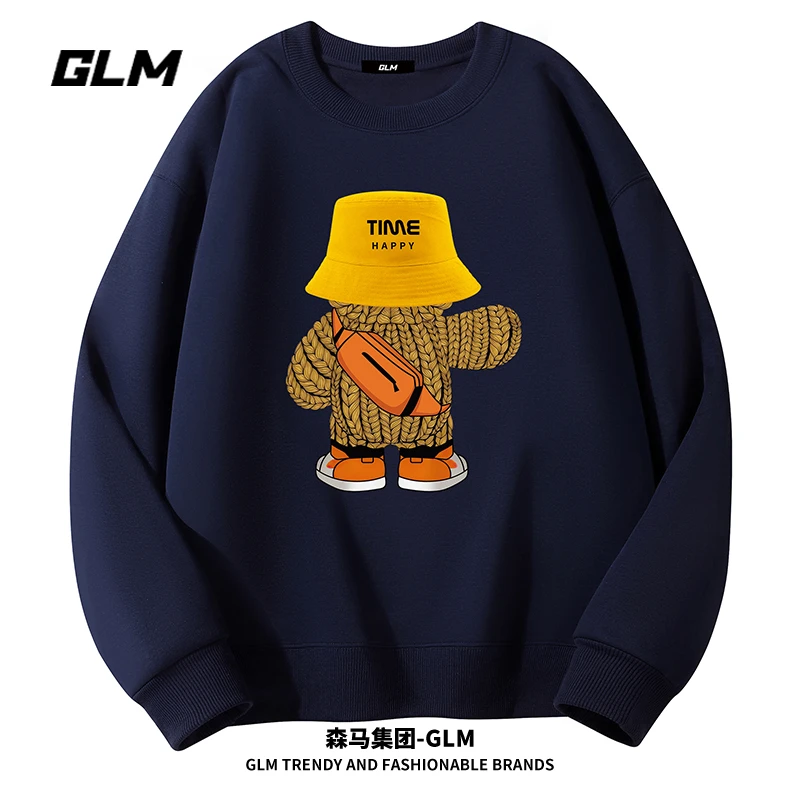 潮牌GLM春秋季男士卫衣情侣宽松长袖T恤打底衫洋气圆领衣服男装潮