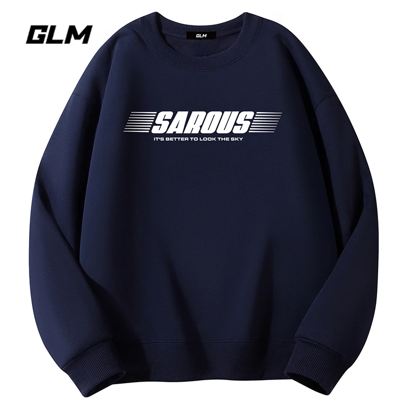 潮牌GLM春秋新款男上衣运动卫衣大码宽松长袖T恤打底衫加绒衣服