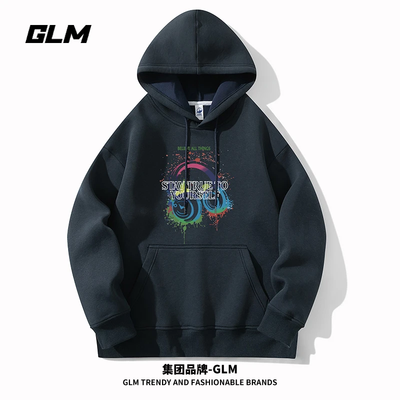潮牌GLM秋冬男士连帽卫衣情侣外套秋季男上衣服宽松长袖T恤打底衫