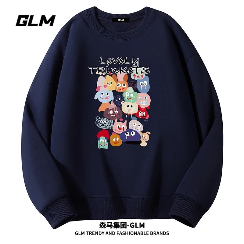潮牌GLM秋冬季新款潮流卫衣外套加绒加厚长袖T恤衣服打底衫上衣男