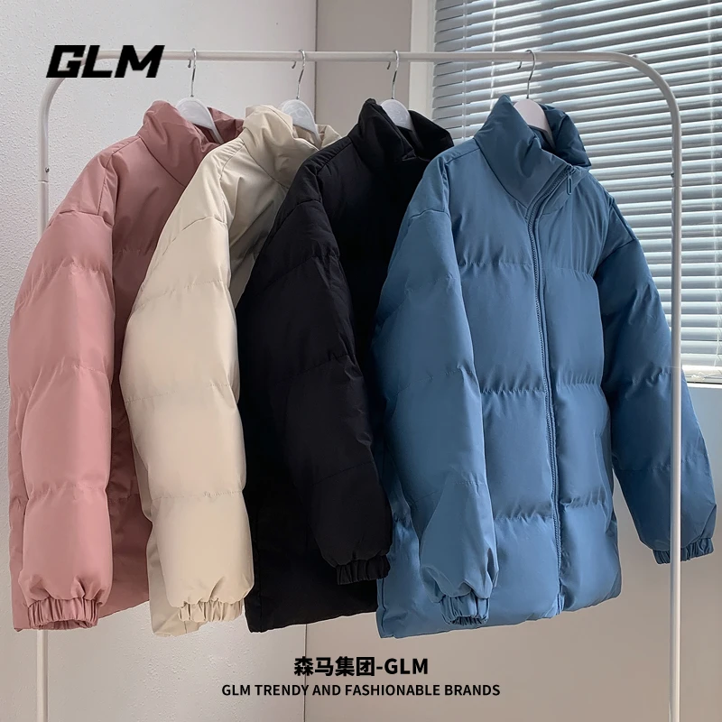 集团品牌GLM秋冬男士棉衣外套立领简约纯色保暖面包服情侣款衣服