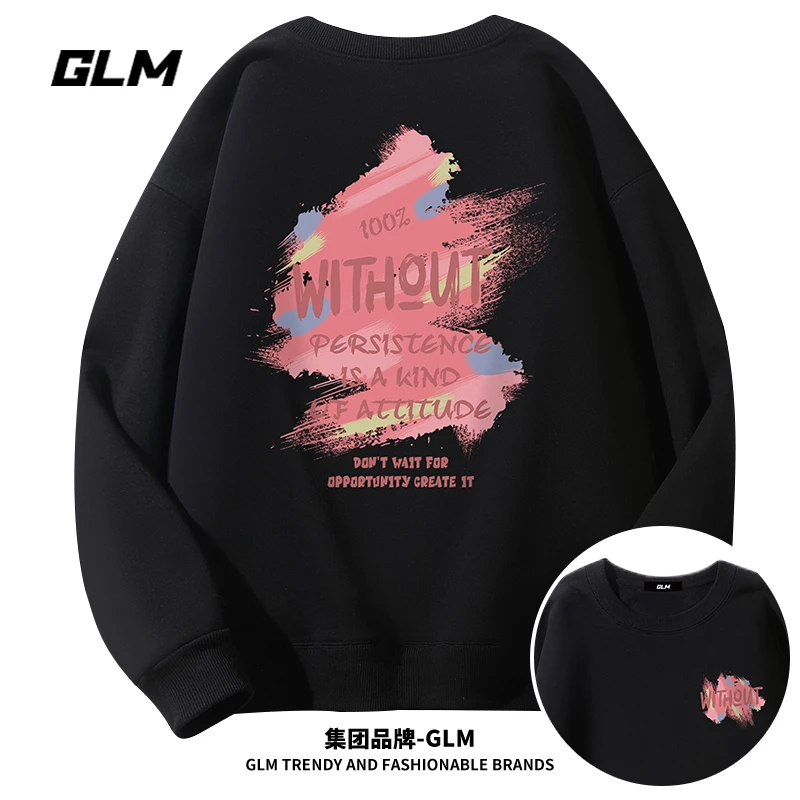 潮牌GLM秋冬男士圆领卫衣港风宽松长袖T恤情侣休闲打底衫情侣衣服