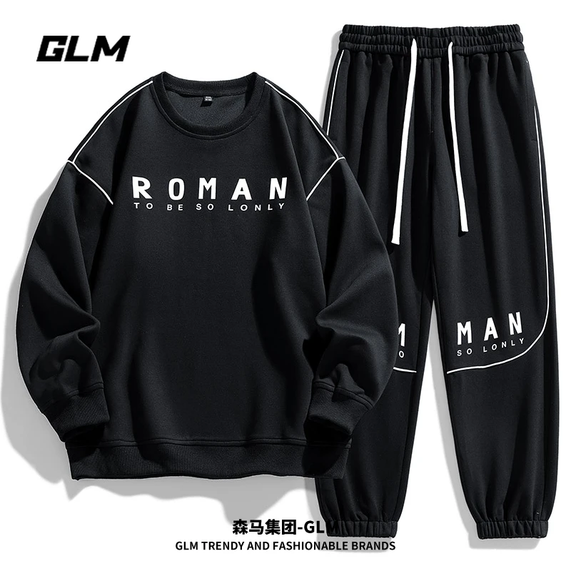 森馬集团GLM早秋情侣套装运动休闲套装男士外套卫衣圆领长袖服装