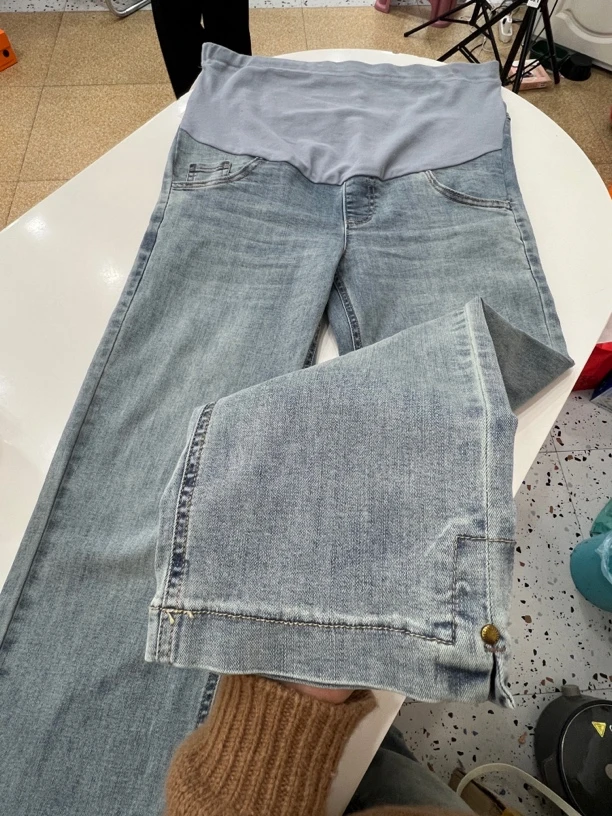 【实体店高品质】5118孕妇春夏八分弹力牛仔显瘦直筒烟管裤