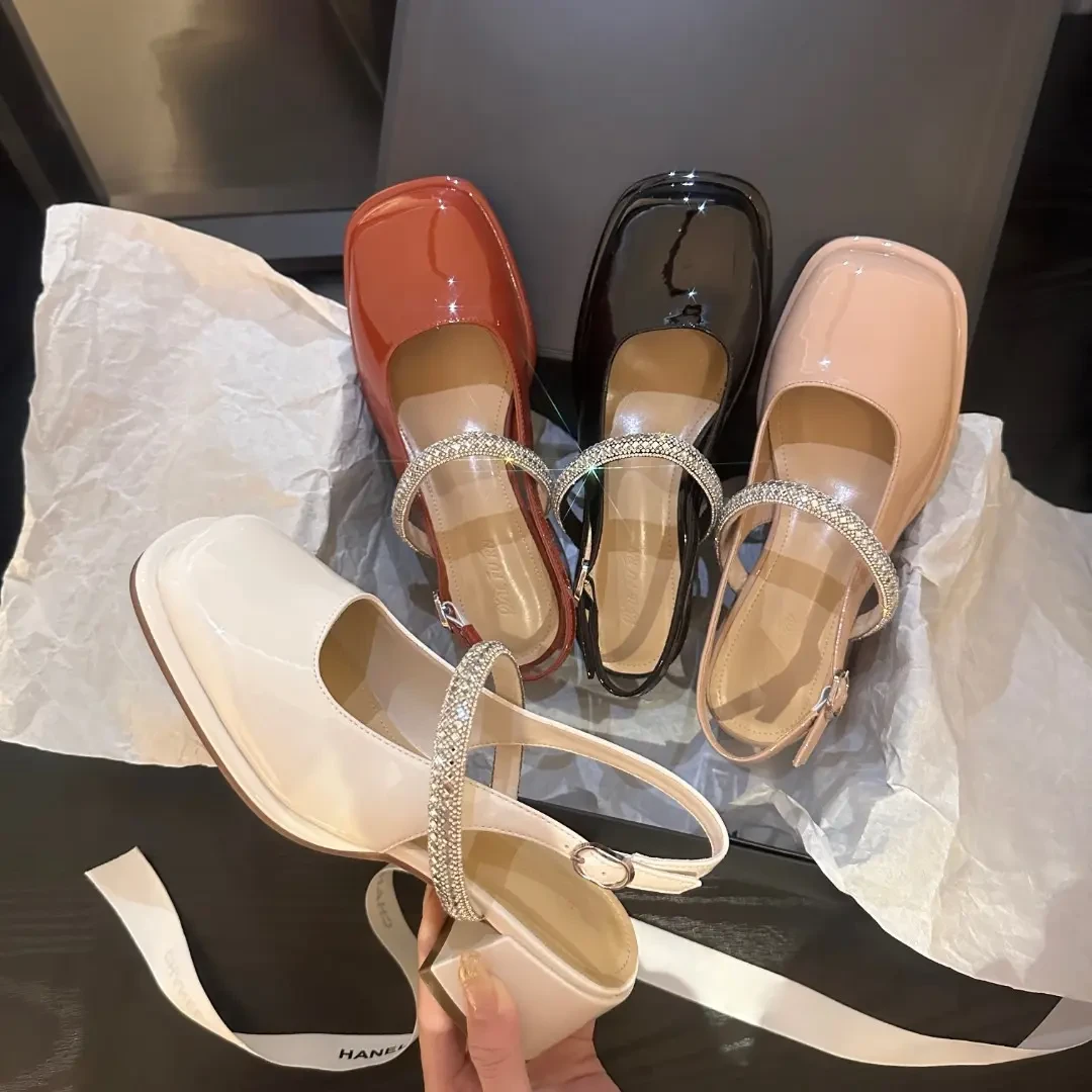 XIEFURN/鞋夫人法式名媛粗跟凉鞋女2024年新款时尚百搭玛丽珍单鞋