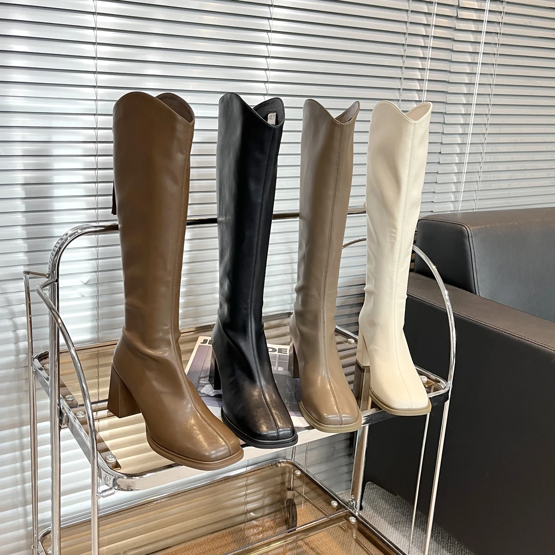 XIEFURN/鞋夫人骑士长靴2024新款秋冬季粗跟不过膝长筒靴女715-15