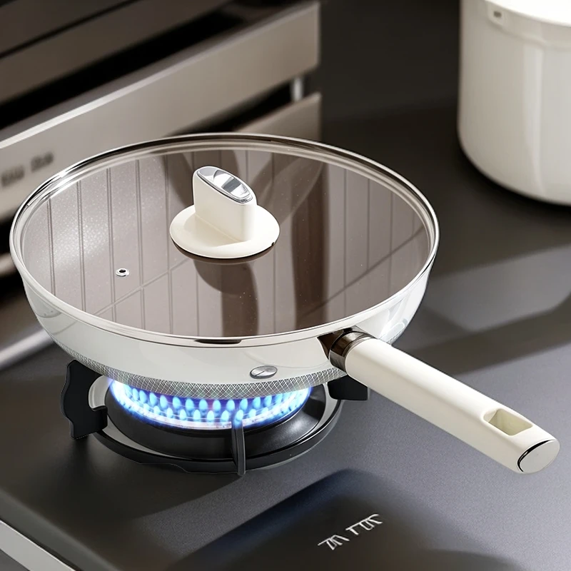 纯钛炒锅无涂层平底不粘锅家用炒菜电磁炉燃气灶专用有钛合金全肽