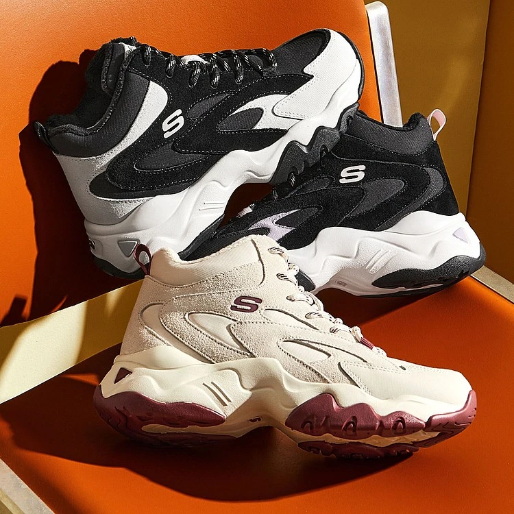Skechers斯凯奇秋冬中帮厚底加绒柔软保暖舒适老爹鞋167595