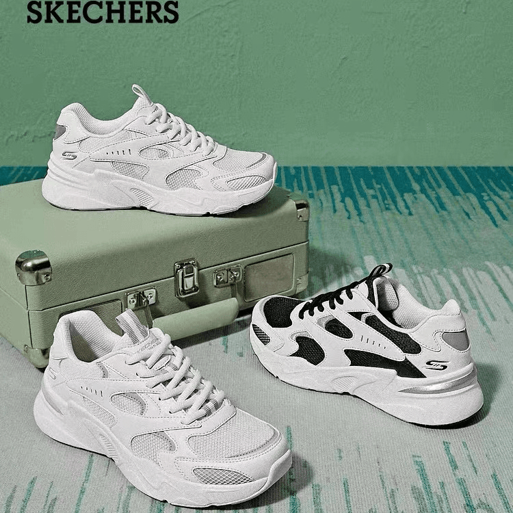 【椰子冰沙】Skechers斯凯奇春夏时尚小白鞋拼透气休闲鞋117354
