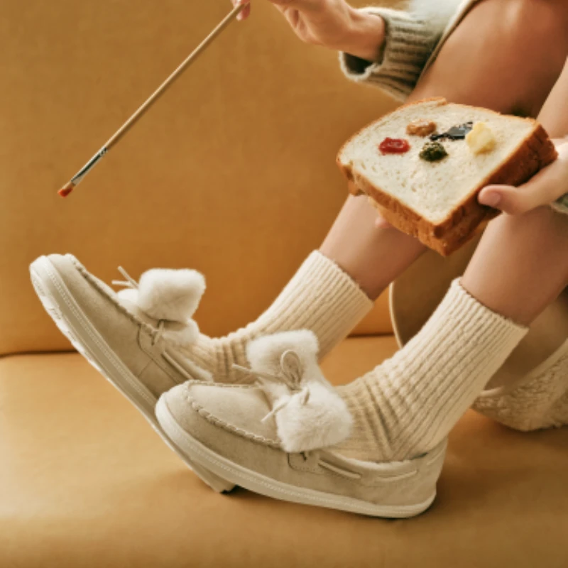 Skechers斯凯奇秋新款雅丹风舒适软底毛绒浅口休闲乐福鞋167700