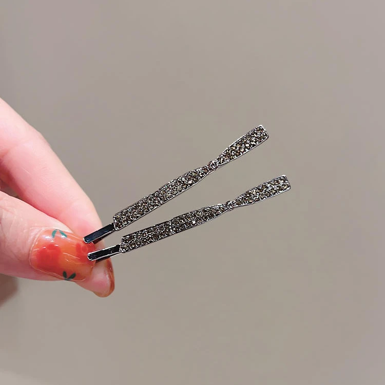 黑色金属发夹女新款高端气质蝴蝶结精致发卡碎发一字夹侧边刘海夹